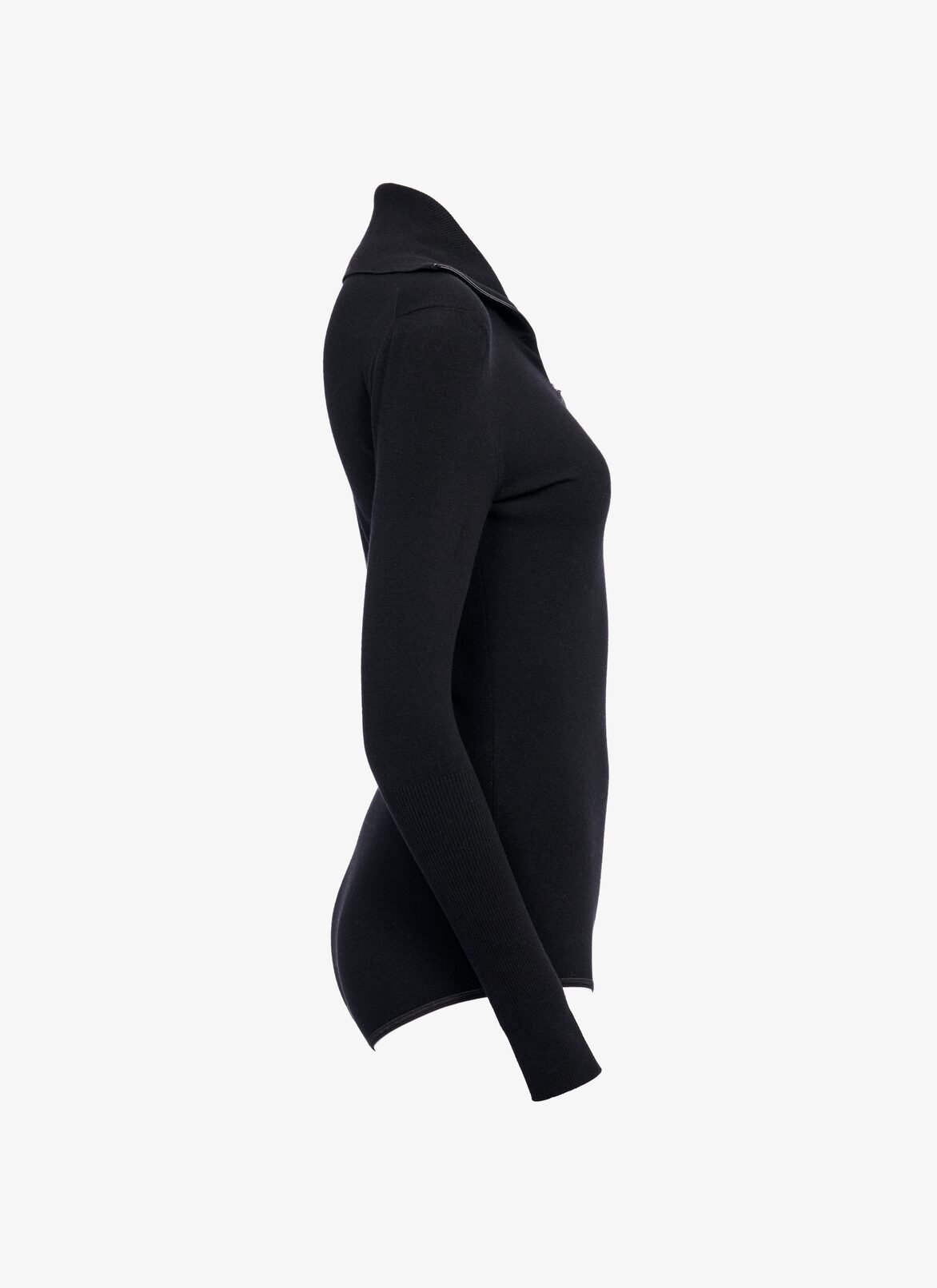 Long-sleeved stretch knit bodysuit ALAÏA BLACK LONG-SLEEVED STRETCH KNIT BODYSUIT